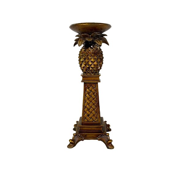 Bronze Collored Pillar Candlestick Holder - Pineapple Ornate - Picture 3 of 7